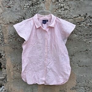 Gap Gauze Pink Metallic Dolman Short Sleeve Shirt Sz S Preppy Southern Chic